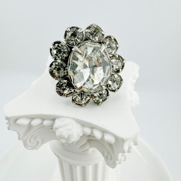 Vintage Georgian Dutch Revival Inspired Rhinestone Ring Dazzling Statement Retro - Picture 6 of 8